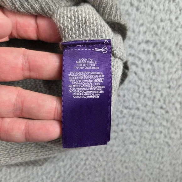 Ralph Lauren Purple Label 100% Cashmere Polo Shirt Mens Large Gray Birdseye Knit